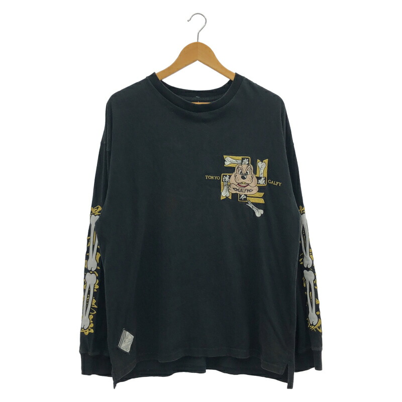 【中古】GALFY×日本の首都リベンジャーズ ロンT 大きさL 黒いこと ▲物質の状態思いめぐらす ガルフィー[91]