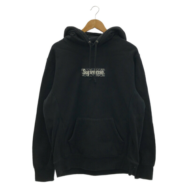 【中古】Supreme 19AW Bandana BoxLogo Hooded Sweatshirt L Black[79]