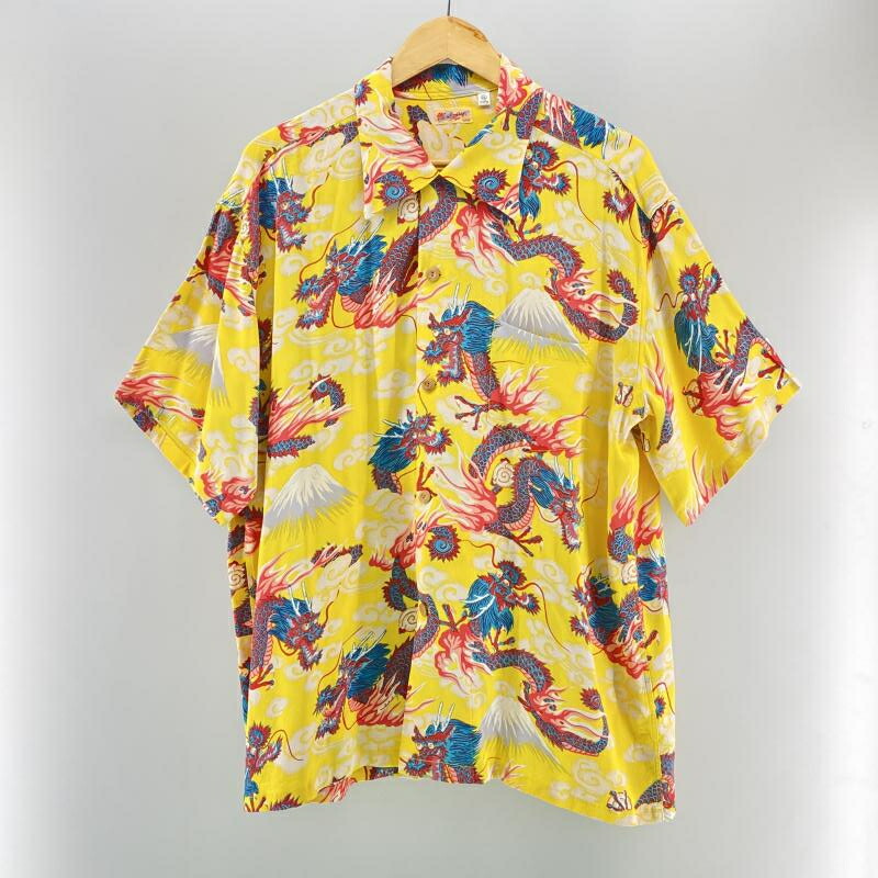 【中古】SUNSURF \"TEAM OF DRAGONS\"" アロハシャツ 黄色 大きさXL SS39227 サンサーフ[24]"