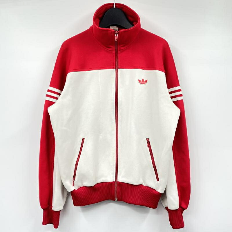 【中古】70s～80s adidas 西ドイツ デサント製 トラックジャージ 赤いこと/白いこと 大きさ3 アディダス[17]