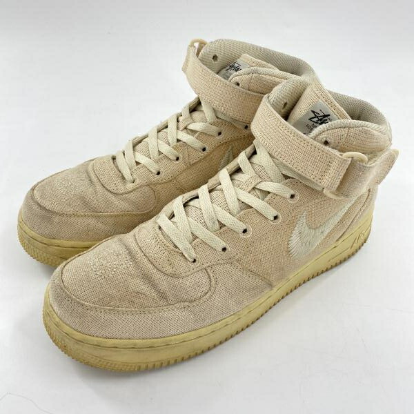 【中古】NIKE × STUSSY Air Force 1 Mid Fossil Stone スニーカー 28糎 DJ7841-200 ベージュ 象牙色 ナイキ ステューシー[10]