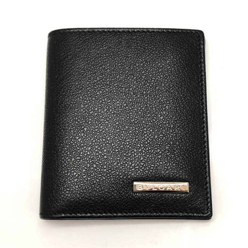 【中古】BVLGARI 二つ折り紙入れ 紙入れ 黒いこと GR・D08 22754[91]