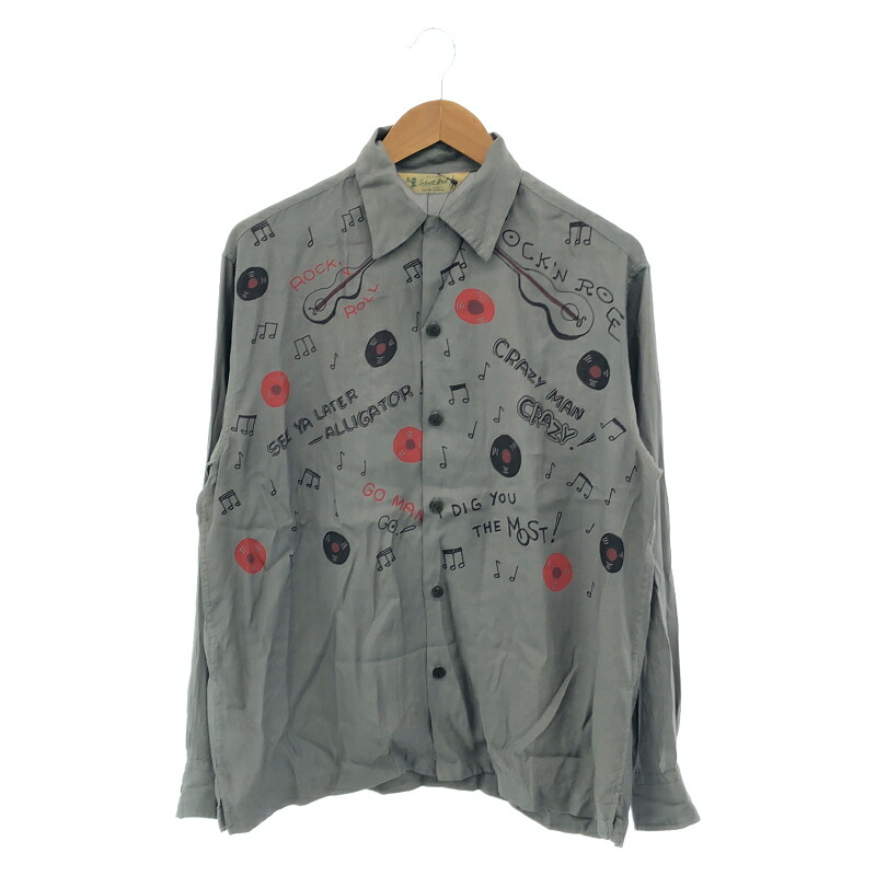 【中古】SCHOTT N.Y.C ROCK\u0027N ROLL RAYON SHIRT カーキ 大きさM 打つこと[19]