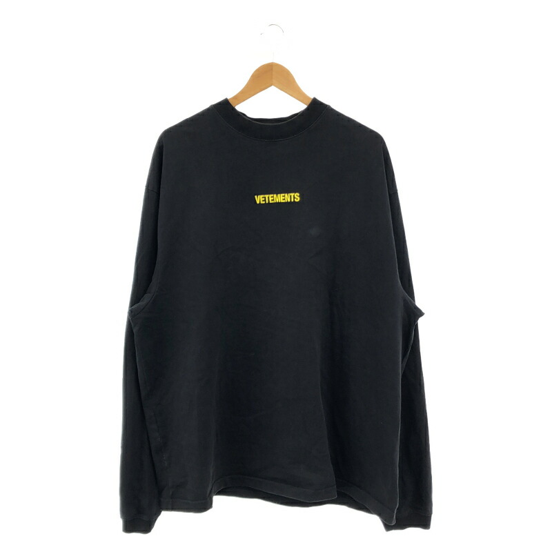 【中古】VETEMENTS ロゴタイプ刺しゅう トレーナー 黒いこと[79]