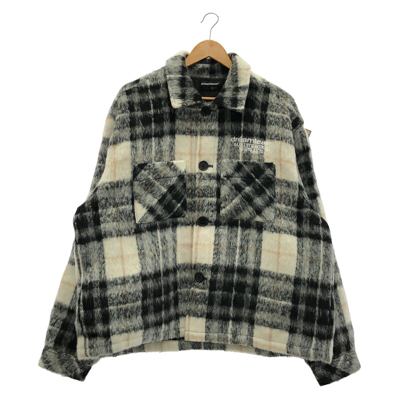 【中古】Dreamteam D Star Logo Mohair Flannel Jacket 大きさL 黒いこと 意気ごみ野球クラブ 綿ネル上衣[19]
