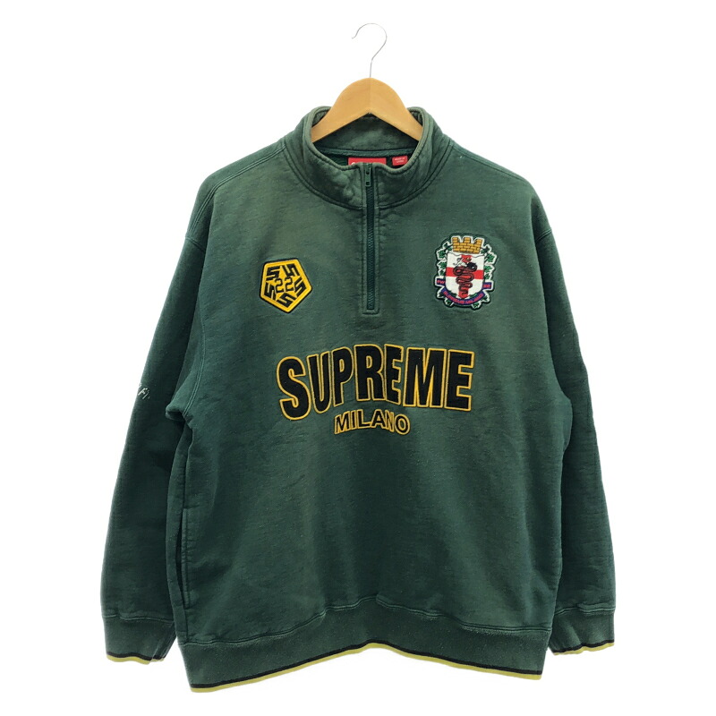 【中古】Supreme Milano Half Zip Pullover 大きさL AW22 緑であること[66]