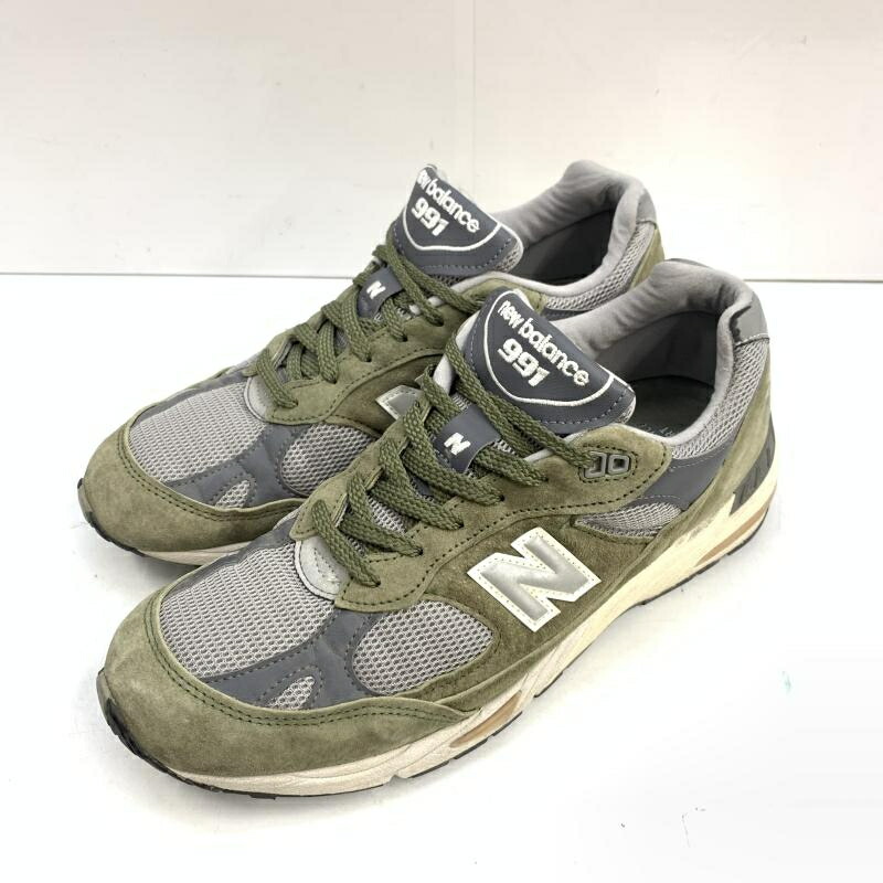 【中古】New Balance M991GGT 大きさUS9?D オリーブ緑であること ニュー平衡にする[92]