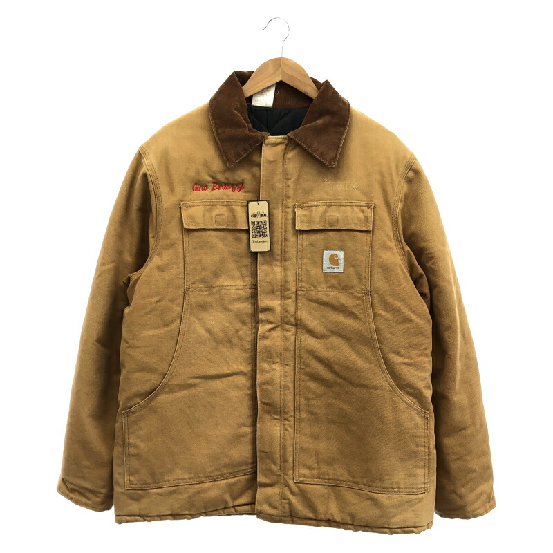 【中古】Carhartt トラディショナルコート 大きさ46 赤銅色 ▲刺しゅう入り口・入口 鉄道車両ハート型[92]