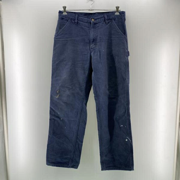 【中古】Carhartt ダックペインターパンツ 米国海軍 大いさ34×32 B11 MDT △汚れた状態 鉄道車両ハート形[24]