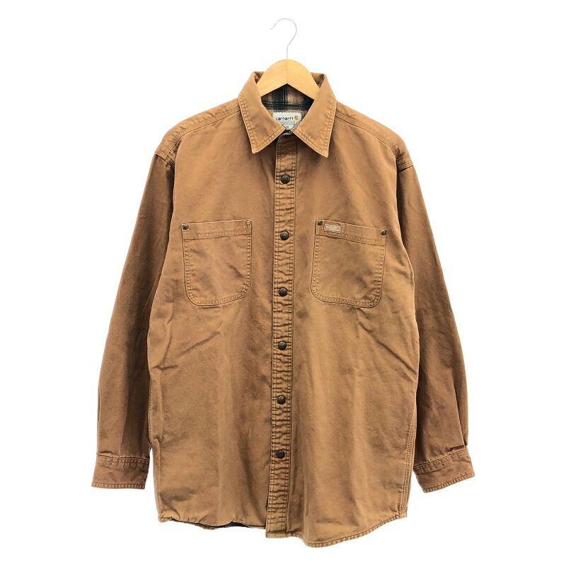 【中古】Carhartt ダックシャツ M 赤銅色 鉄道車両ハート型[10]
