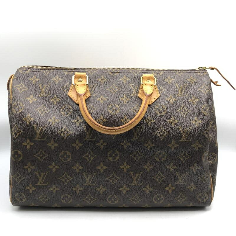 【中古】▲飾りつけ革切り身あり LOUIS VUITTON スピーディ35 ボストンバッグ モノグラム M41524 ルイヴィトン 赤銅色[17]