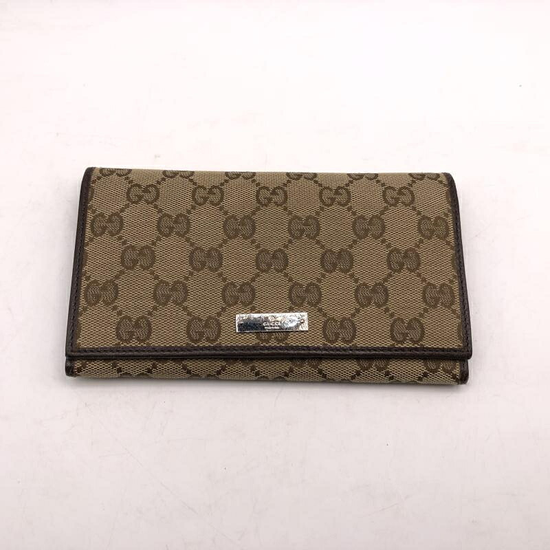 【中古】GUCCI GG柄キャンバス長財布 244946 グッチ ロングウォレット ブラウン[17]｜お宝創庫