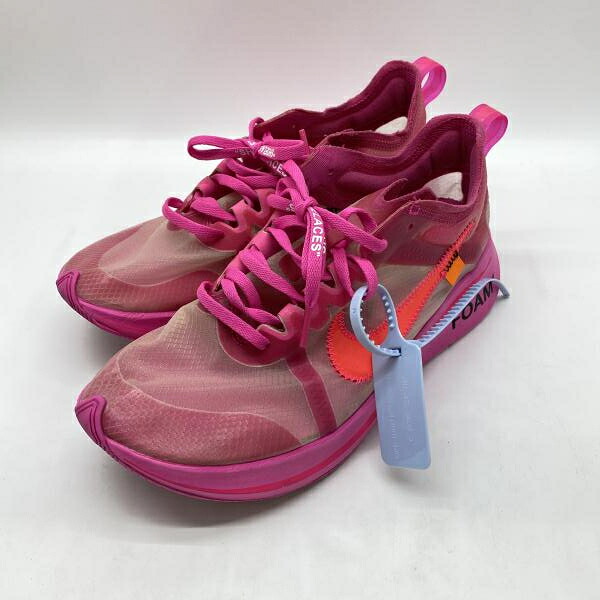 【中古】NIKE×OFF-WHITE ZOOM FLY SP サクラ色 26.5 AJ4588-600 ナイキ 象牙色[24]