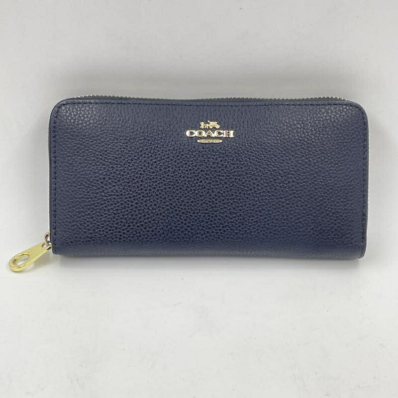 【中古】COACH なめし革 ラウンドウォレット 黒いこと C4451 コーチ職[24]