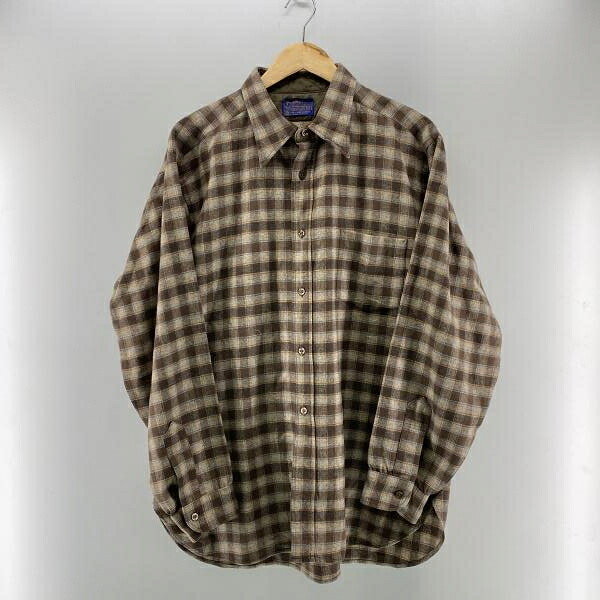 【中古】PENDLETON 70s ウールチェックシャツ 赤銅色 大いさXL 片ポケ ペンドルトン[24]