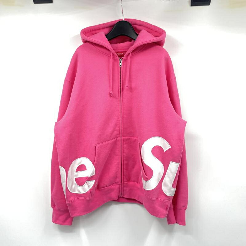 【中古】Supreme 25SS Big Logo Zip Up Hooded Sweatshirt 大きさM さくら色[17]