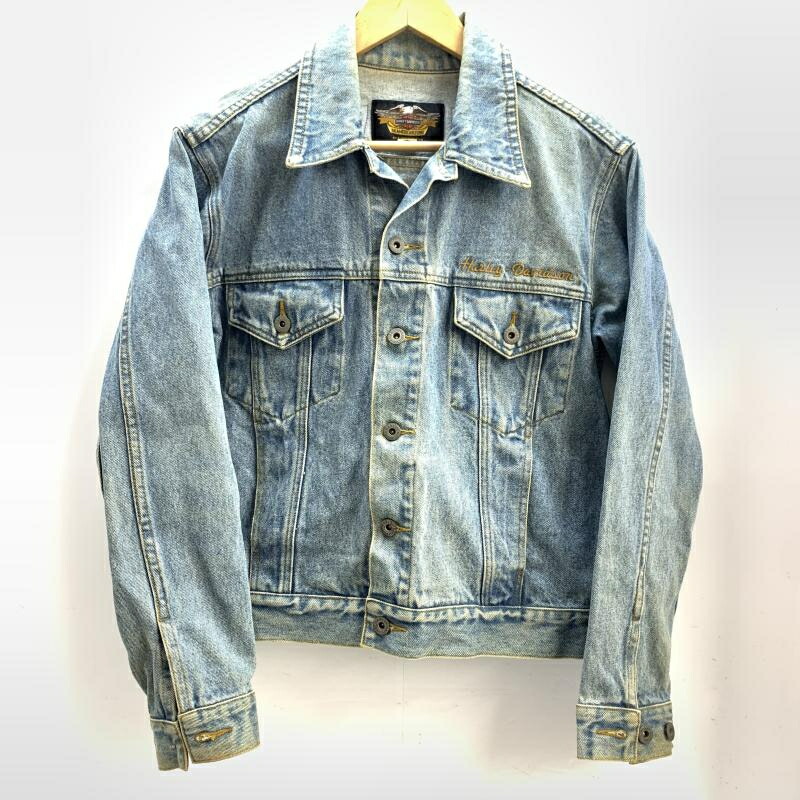【中古】Harley Davidson ジーンズ上衣 大きさM 点火装置青碧 ハーレーダビッドソン[92]