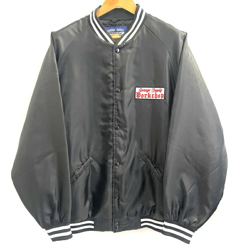 【中古】PORKCHOP GARAGE SUPPLY スタジャン 大きさXL 黒いこと 豚肉チョップ[19]