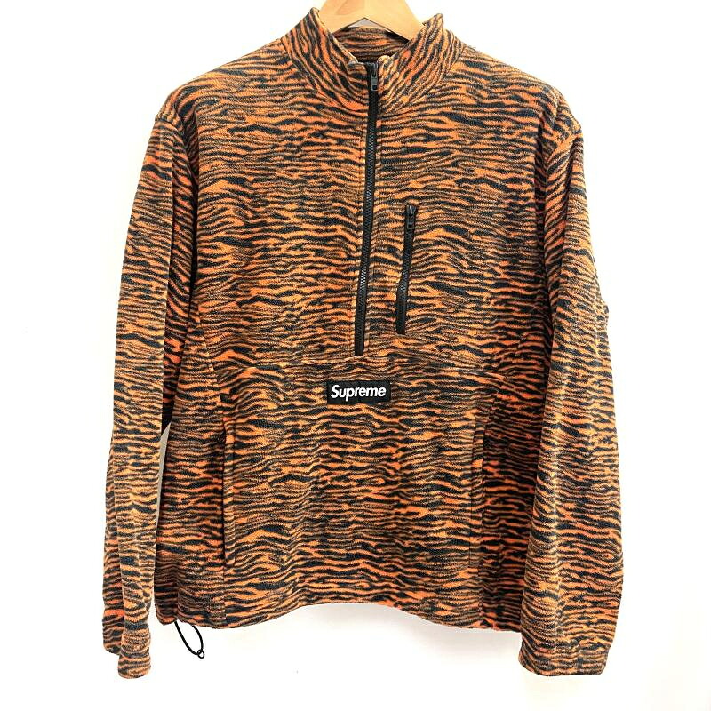 【中古】Supreme Polartec Half Zip Pullover Tiger 大きさL オレンジ色 シュプリーム ポーラテックハーフジッププルオーバー 虎 フリース[19]