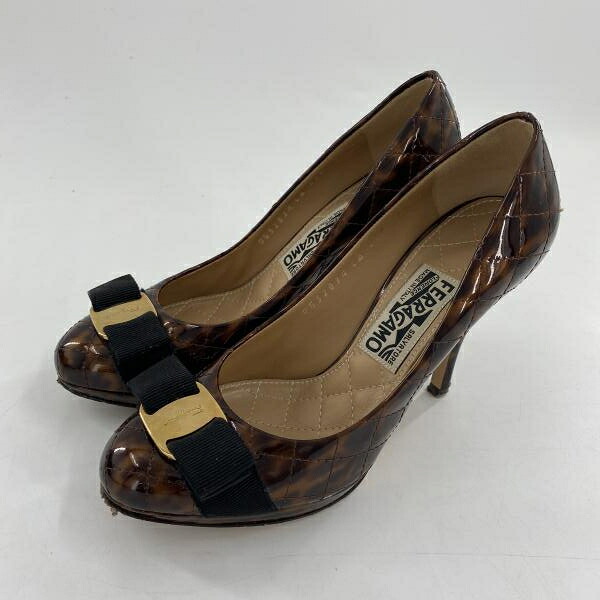 【中古】Salvatore Ferragamo Vara パンプス 5 1/2 レオパード サルヴァトーレフェラガモ[10]