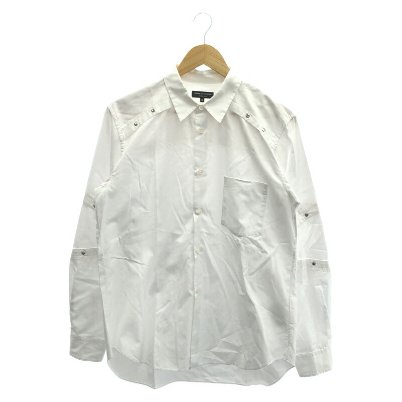 【中古】COMME des GARCONS HOMME PLUS 16AW 長閑やかさの鎧期 綿織物ブロード スタッズアーマーシャツ 大きさM 白いこと[17]