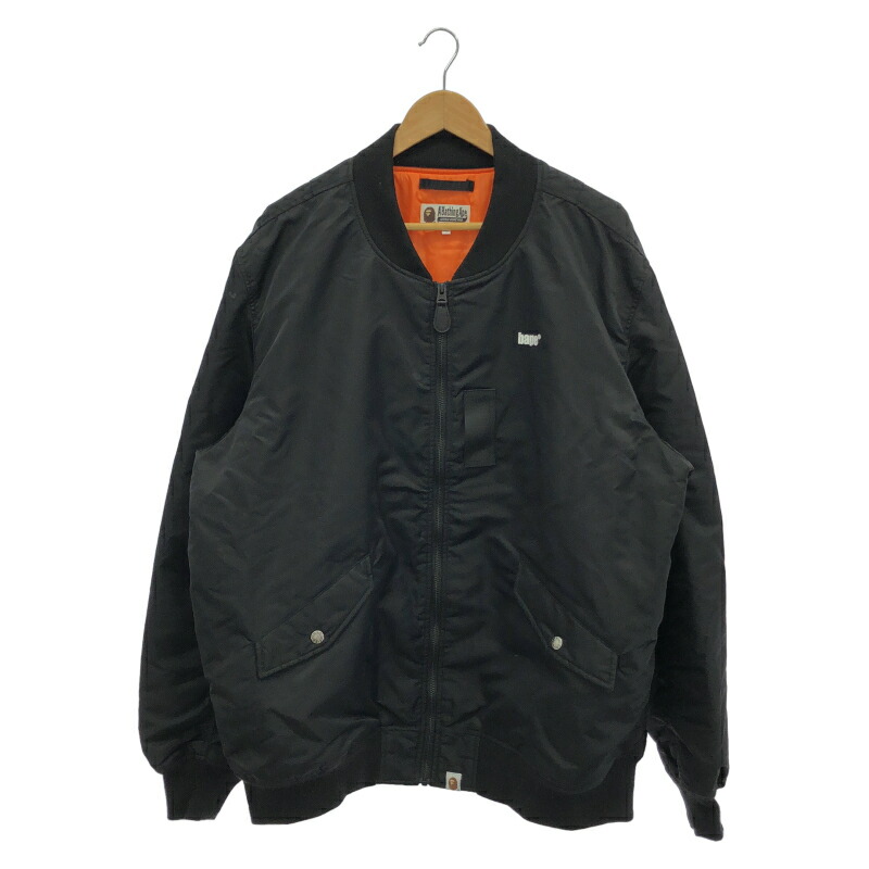 【中古】A BATHING APE MA-1 001GDJ201001H 大きさ3XL 黒いこと アベイシングエイプ[19]