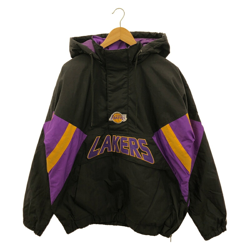 【中古】STARTER NBA LAKERS クランク レイカーズ ナイロンパーカー L 黒いこと パープル[66]