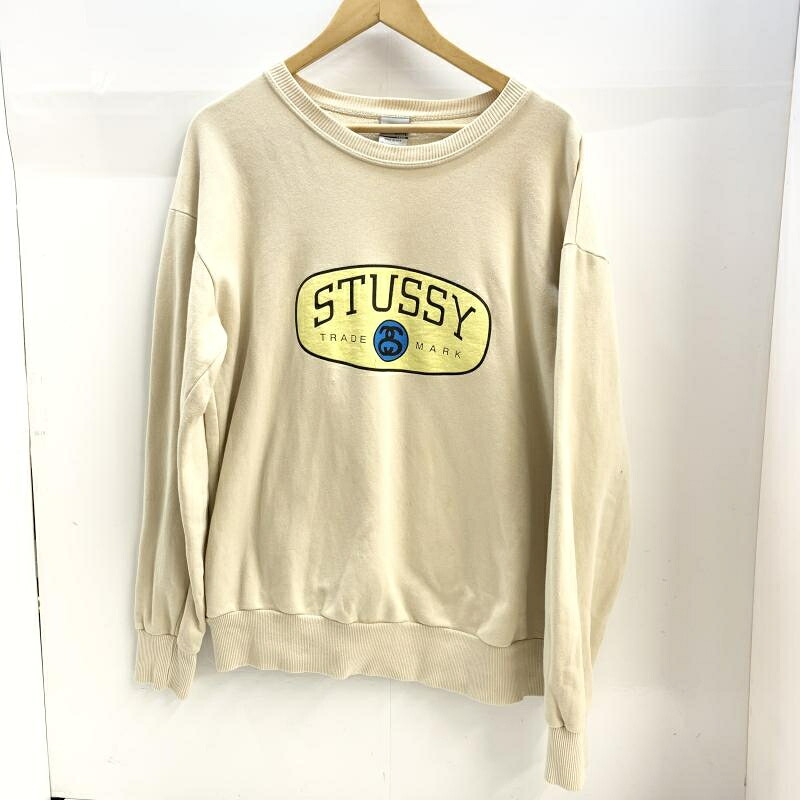 【中古】※穴有 90s STUSSY 銀曳き船 汗水 L 黄色 ステューシー[92]