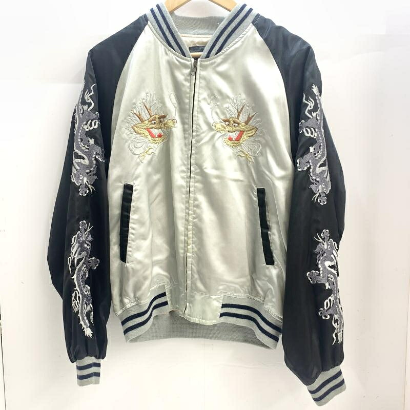 【中古】CORSAIRE スカジャン 龍 白/黒 L コルセア[92]