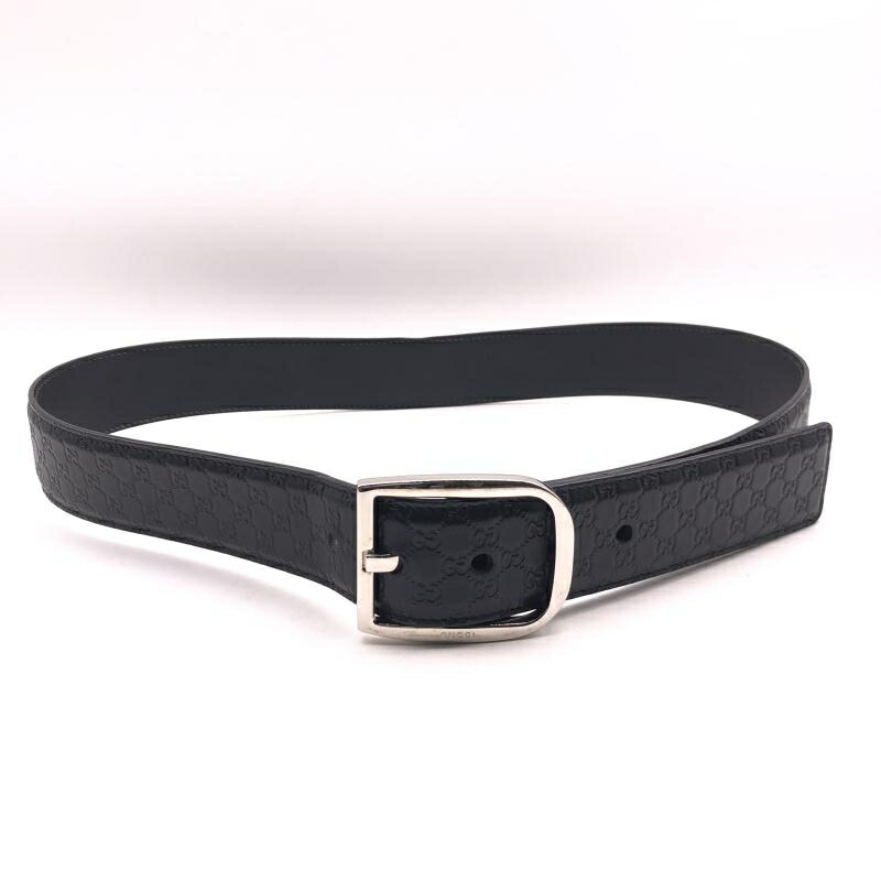 【中古】GUCCI マイクログッチシマ なめし革三尺帯 黒いこと グッチ[17]