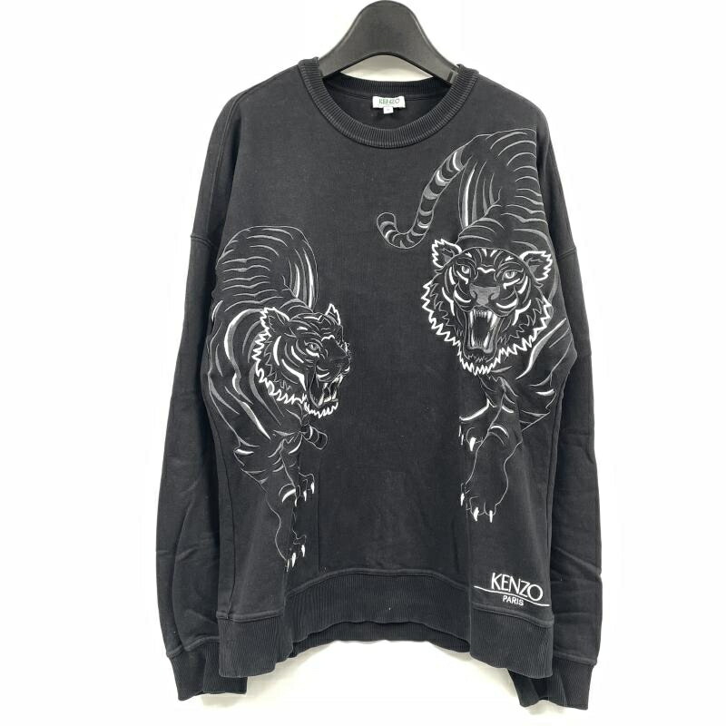 【中古】KENZO PARIS Double Tiger Sweatshirt 黒いこと 大きさM F865SW3084XV ケンゾー[17]