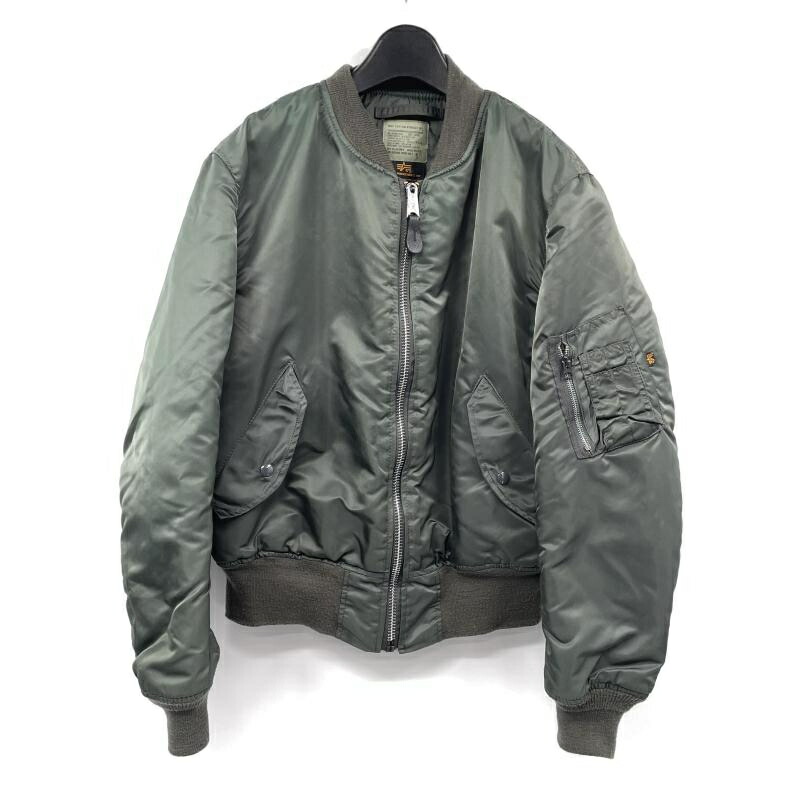 【中古】ALPHA INDUSTRIES MA-1 飛翔上衣 カーキ 大きさL MIL-J-82790J アルファ[17]