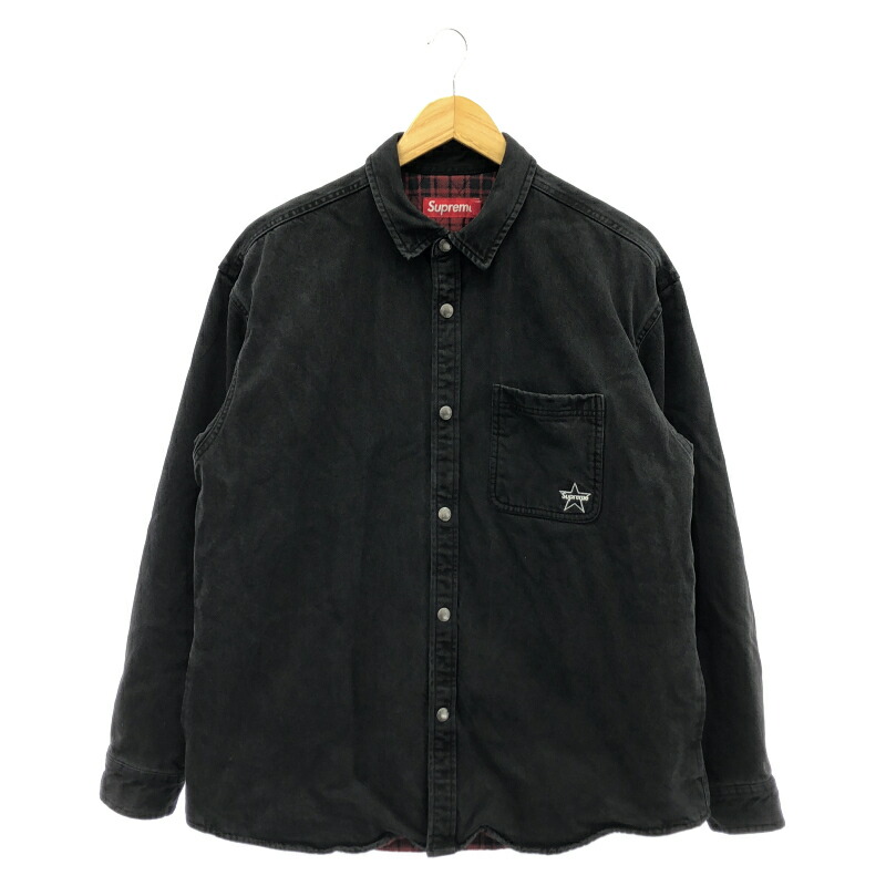 【中古】Supreme ジーンズ上衣 大きさM 黒いこと シュプリーム[91]