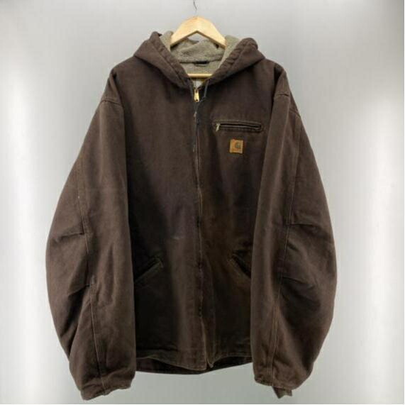 【中古】Carhartt メキシコ合衆国製 シエラジャケット 暗然たる赤銅色 大きさ5XL J141 DKB 鉄道車両ハート型[24]