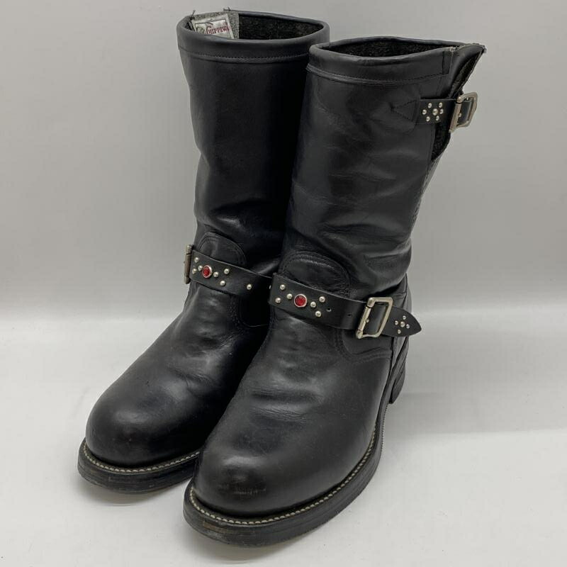 【中古】CHIPPEWA 白曳き船 USA製 STYLE 27863 応用科学者ブーツ 黒いこと 8.5E チペワ[24]