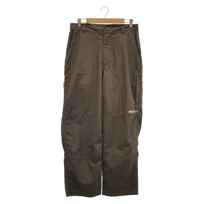 【中古】90-00s STUSSY ナイロンズボン下 32 赤銅色 ステューシー[92]