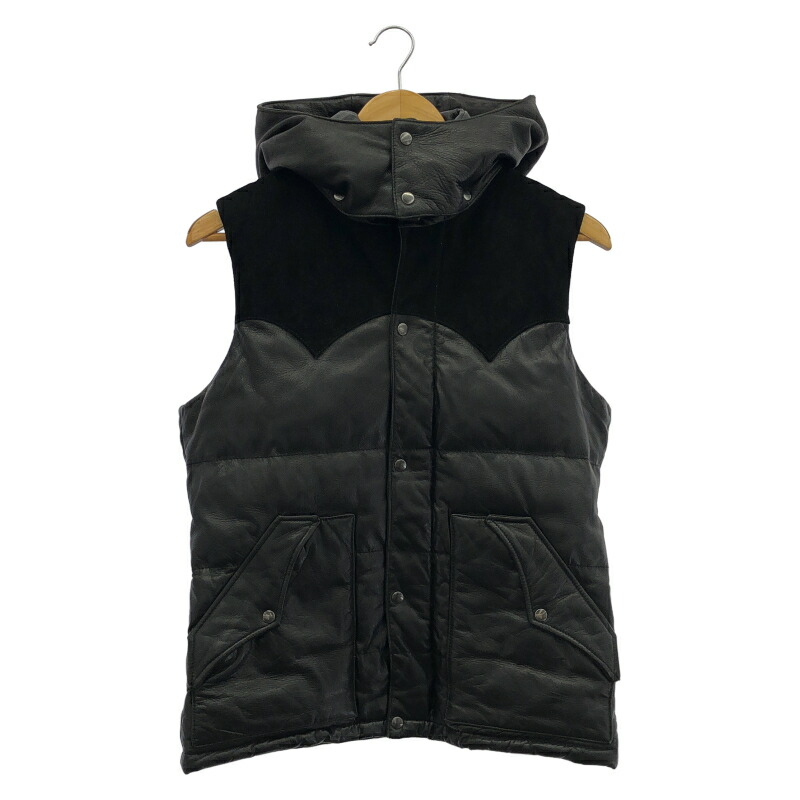 【中古】ACANTHUS deer down vest M 黒いこと アカンサス[92]