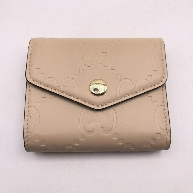 【中古】GUCCI GG旗幟 ダブルGミディアムウォレット 772793 ベージュ グッチ[17]