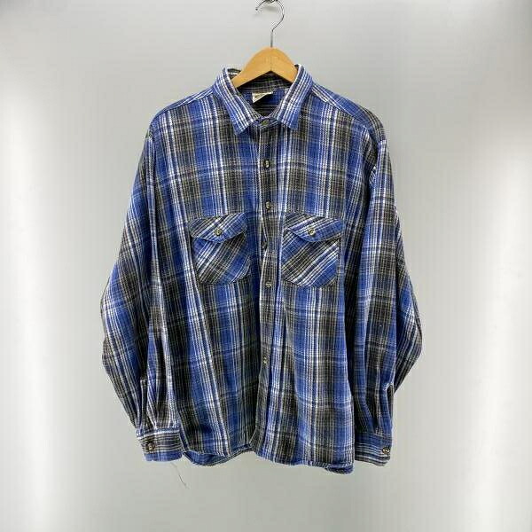 【中古】90s FIVE BROTHER ピン照合のしるし 綿ネルプルオーバーL/S 青碧 XL ファイブ茶飲み友だち[24]