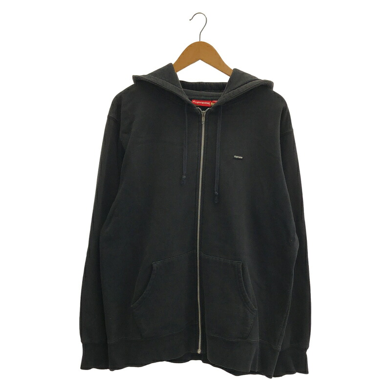 【中古】Supreme Small Logo Zip Up Hooded 大きさXL 黒 シュプリーム 傷汚れた状態あり[91]