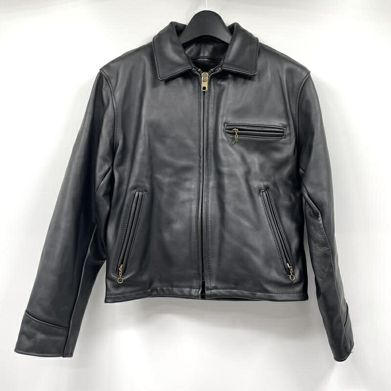 【中古】Schott シングルライダースジャケット 黒いこと 大いさ40 AT-101E 打つこと[17]