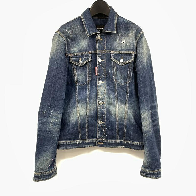 【中古】DSQUARED2 19SS 絵の具産業ジーンズ上衣 大きさ50 S74AM0914 インディゴ ディースクエアード[17]