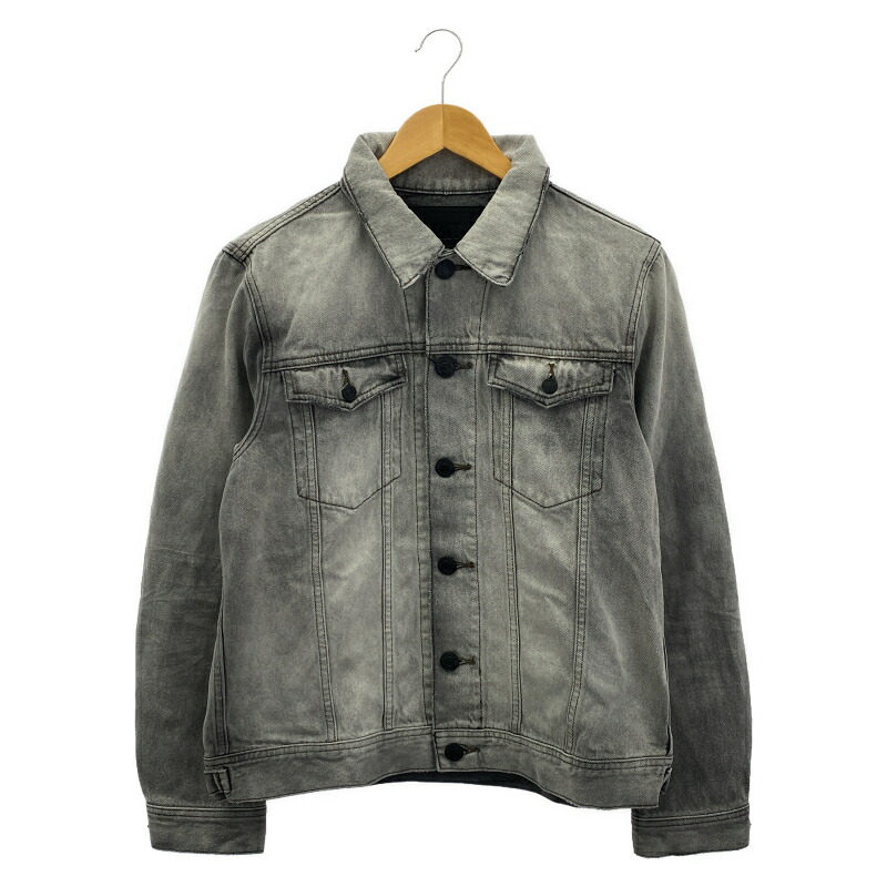 【中古】TMT 12薬局衡オンス SOFT BLACK DENIM TRUCKER JACKET 大きさL 薄墨色 ティーエムティー[91]