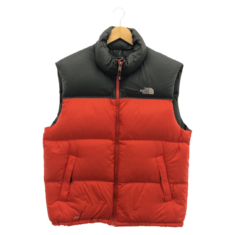【中古】90s THE NORTH FACE 700 ヌプシダウンベスト 大きさL 赤いこと 北の方人間の顔[19]