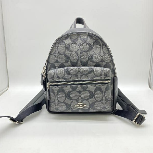 【中古】COACH 名書き ミニチャーリー 黒いこと×しろがね色 F39511 R-C コーチ職[24]