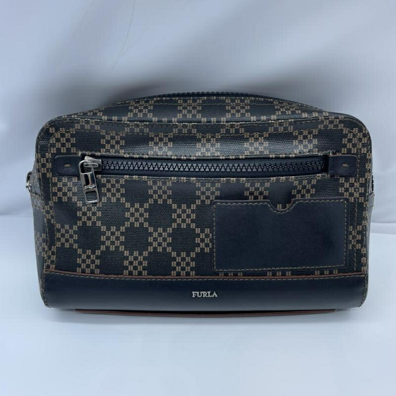 【中古】FURLA 酉の方角御徒面子 1023022 フルラ 透かし彫り柄 黒いこと[19]