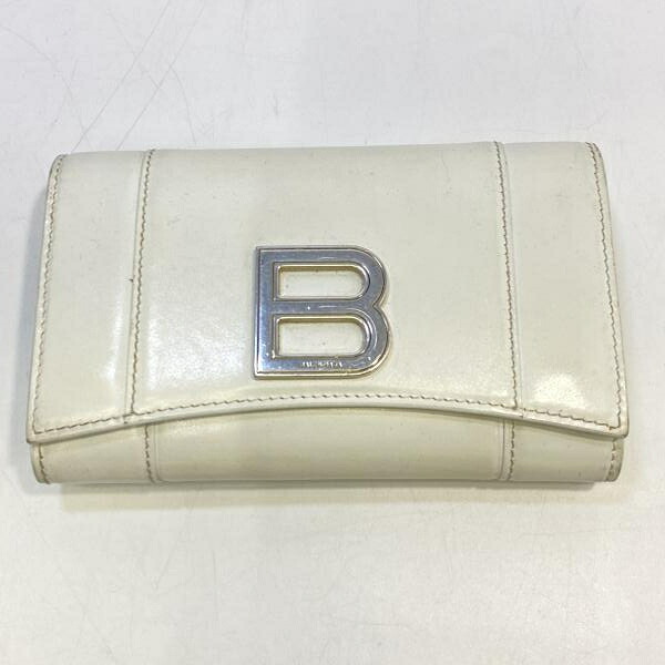 【中古】BALENCIAGA Hourglass Medium Wallet 白いこと 600211.900.V.568148 △汚れた状態 バレンシアガ[24]