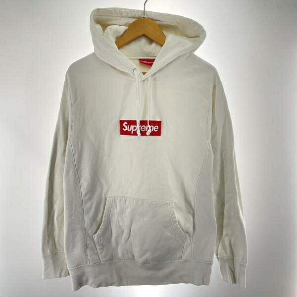 【中古】Supreme ボックスロゴパーカー 大きさM 白[91]