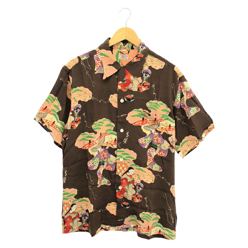 【中古】SUNSURF SS34177 人絹アロハシャツS/S ″OLDEN DAY BEAUTY″ 赤銅色 L サンサーフ[24]