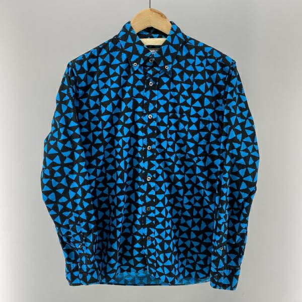 【中古】TENDERLOIN The Stylist Japan ３角形 総柄 L/S BDプルオーバー 青色 S TSJS-81408-11 アンダーカット[24]